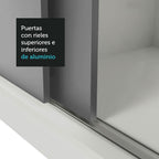Clóset Matrimonial 170 cm 3 Puertas Corredizas 2 Cajones Blanco/Gris Sublime Madesa