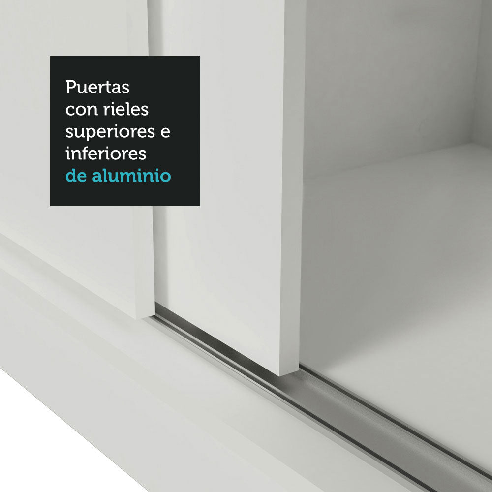 Clóset Matrimonial 3 Puertas Corredizas 4 Cajones Blanco/Gris Sublime Plus
