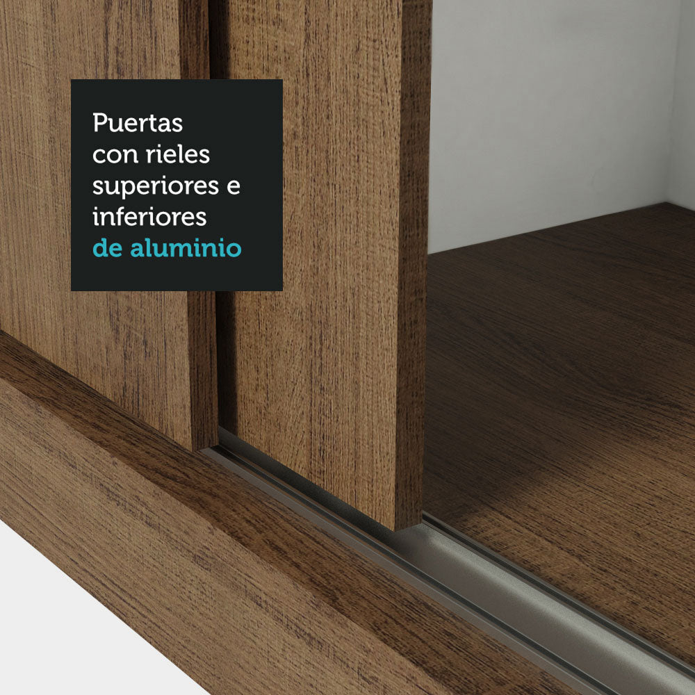 Clóset Soltero 117 cm 2 Puertas Corredizas Marrón Milano Madesa