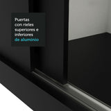 Clóset 2 Puertas Corredizas con Espejo 4 Cajones Negro Vivare Plus Madesa