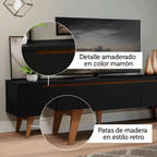 Mueble para TV hasta 80 Pulgadas 180 cm 2 Puertas 1 Cajón Negro Reims Madesa