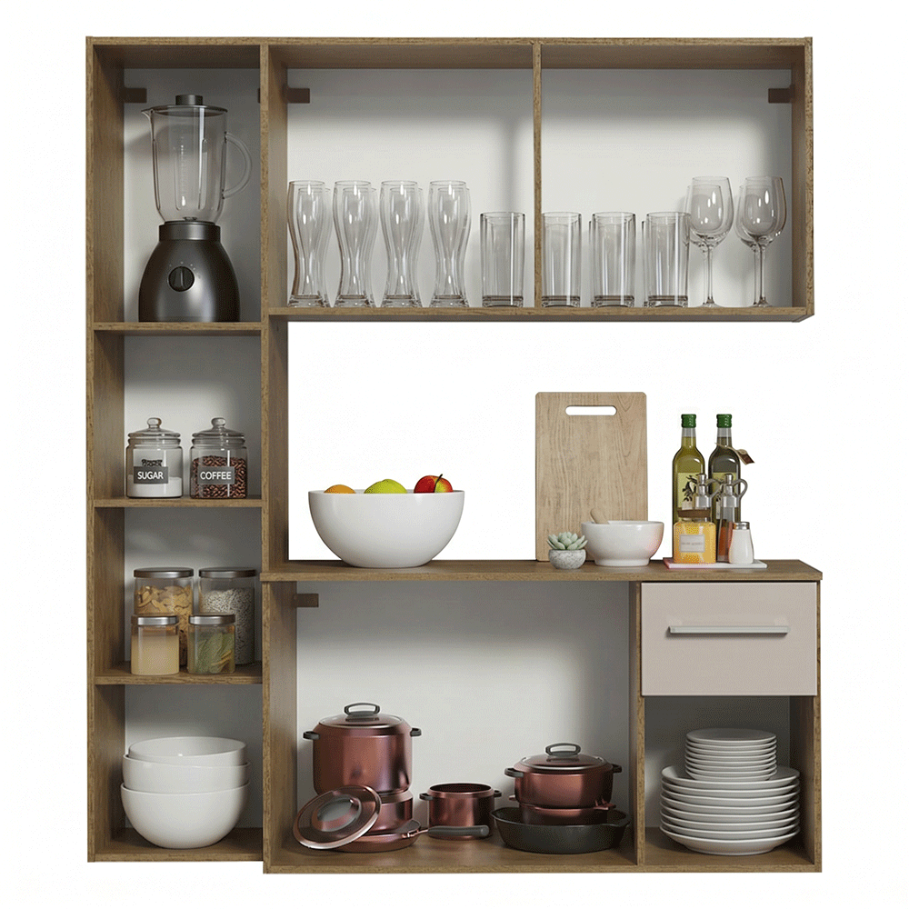 Cocina Compacta 120cm Marron/Crema Easy