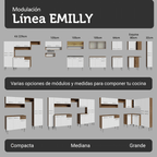 Cocina Compacta 229 cm Marrón/Blanco Emilly Madesa