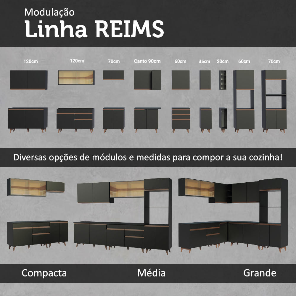 Cocina Integral Reims 120 cm Negro