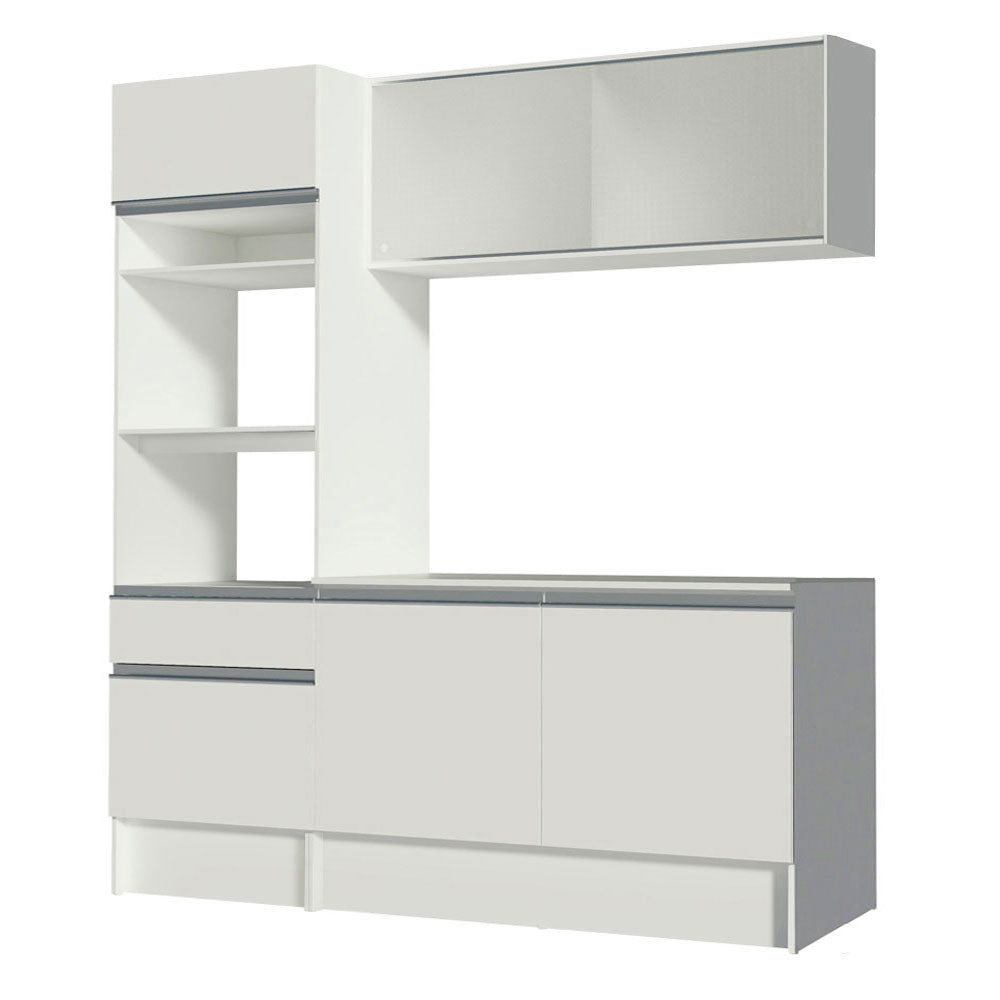 Cocina Compacta 180 x 52 cm 5 Puertas 2 Cajónes con Mueble para Horno Blanco Topázio Madesa