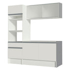 Cocina Compacta 180 x 52 cm 5 Puertas 2 Cajónes con Mueble para Horno Blanco Topázio Madesa