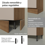 Gabinete Bajo para Fregadero con Accesorios de Cocina 120 x 60 cm 2 Puertas (Con Encimera) Agata Marrón/Crema