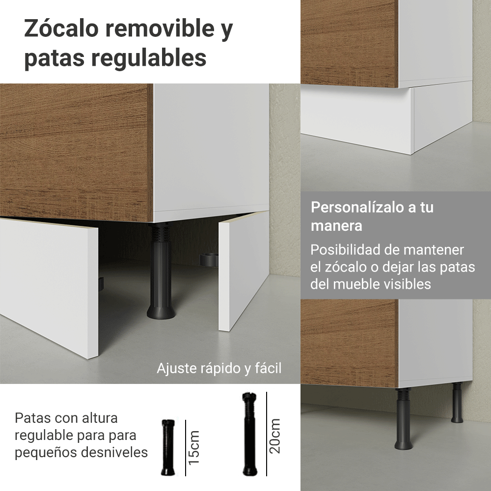Gabinete Bajo para Fregadero con Accesorios de Cocina 120 x 60 cm 1 Puerta 2 Cajones (Con Encimera) Glamy Blanco/Marrón