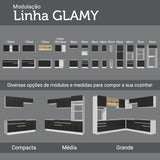 Gabinete Bajo para Tarja 120 x 60 cm 2 Puerta 3 Cajones (Con Encimera) Glamy Blanco/Negro