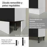 Gabinete Bajo para Fregadero con Accesorios de Cocina 120 x 60 cm 2 Puerta 3 Cajones (Con Encimera) Glamy Blanco/Negro