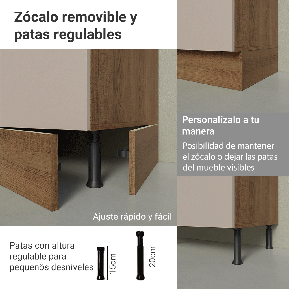 Gabinete Bajo para Fregadero con Accesorios de Cocina 120 x 60 cm 2 Puertas 3 Cajones (Con Encimera) Agata Marrón/Crema