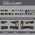 Gabinete Bajo 120 cm 2 Puertas 3 Cajones Marrón/Negro Glamy Madesa