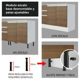 Gabinete Bajo para Fregadero con Accesorios de Cocina 120 x 60 cm 2 Puertas 3 Cajones (Con Encimera) Glamy Blanco/Marrón