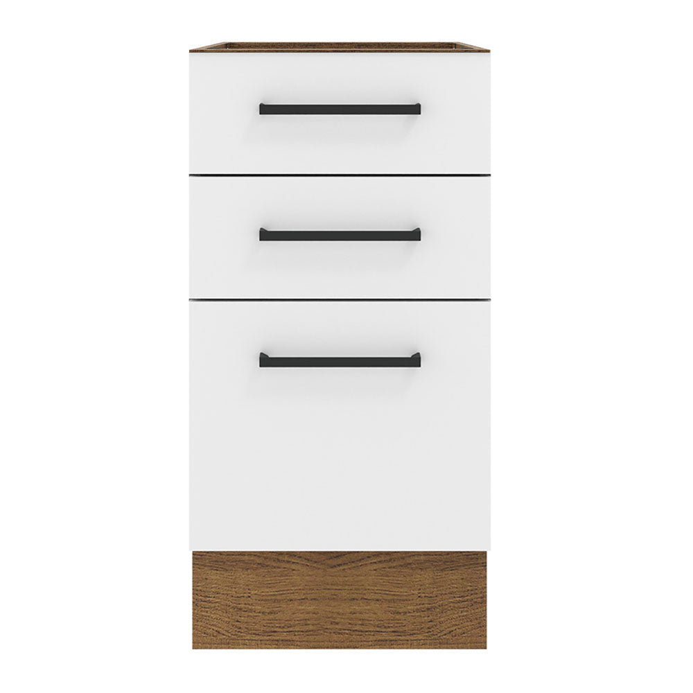Gabinete Bajo 40 cm 3 Cajones Sin Encimera Marrón/Blanco Agata Madesa