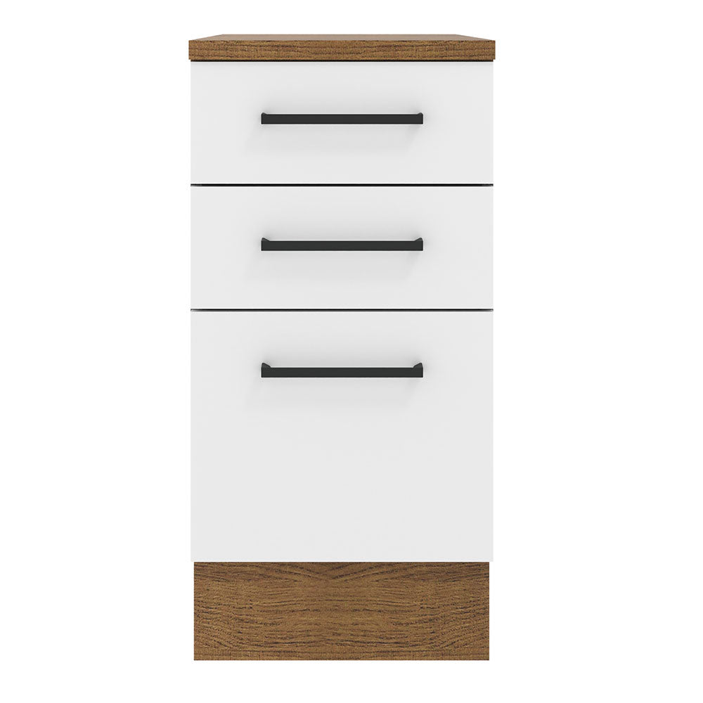 Gabinete Bajo 40 cm 3 Cajones Marrón/Blanco Agata Madesa