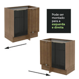 Gabinete Bajo de Esquina de Cocina con 1 Puerta Lux Marrón/Negro