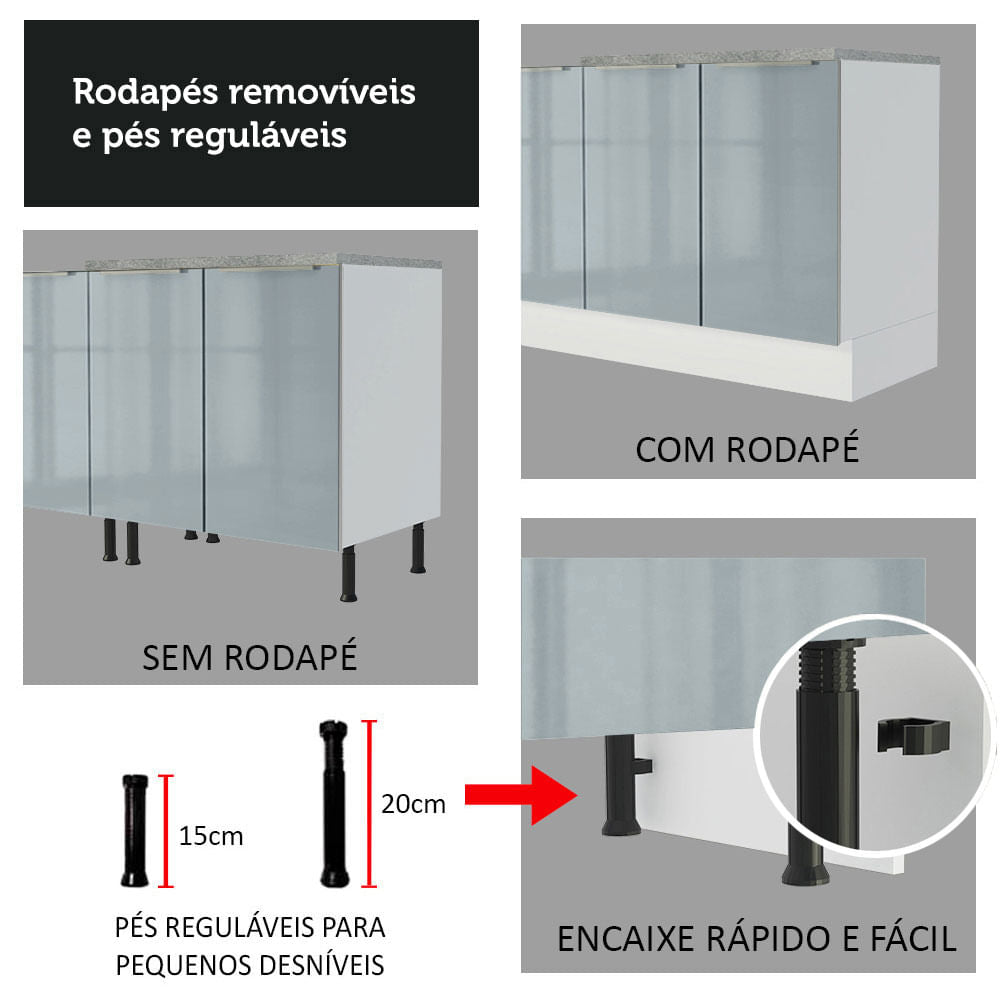 Gabinete Bajo 80 cm 2 Cajones Blanco/Gris Lux Madesa