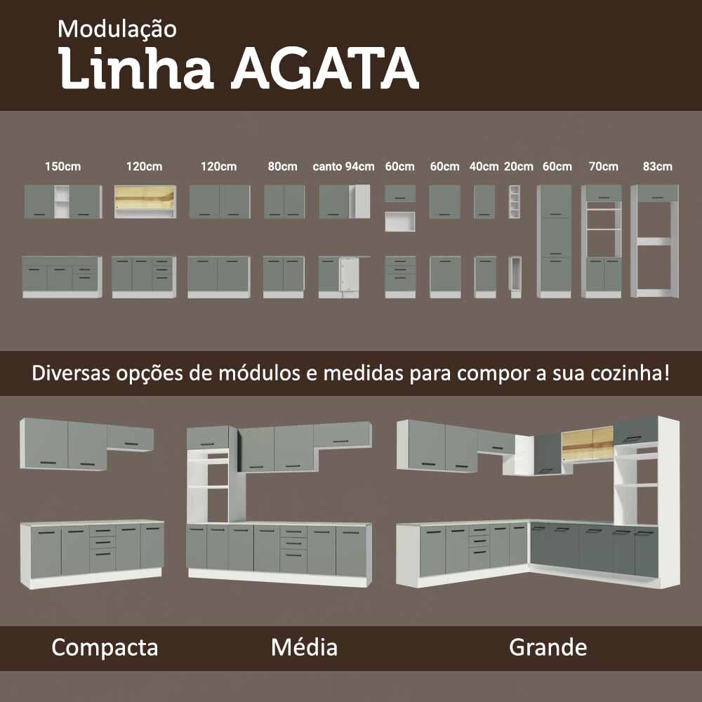 Gabinete Bajo 80 x 60 cm 2 Cajones (Con Encimera) Agata Blanco/Gris