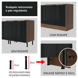 Mueble Despensa 60 cm 3 Puertas Lux Marrón/Negro