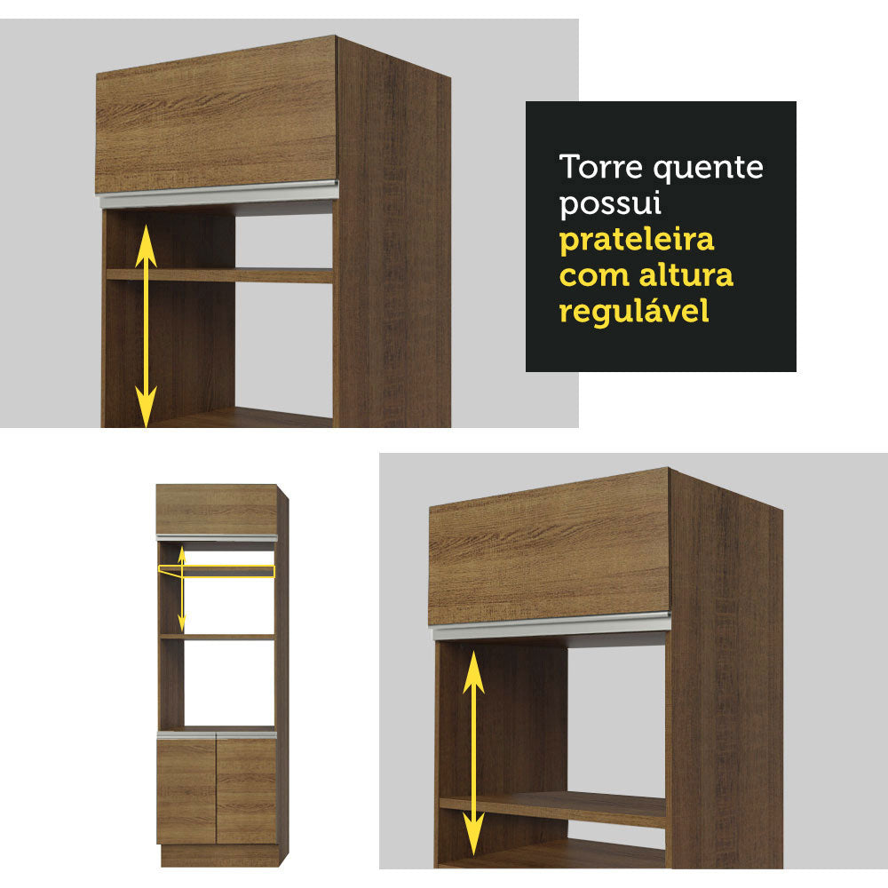 Mueble de Cocina para Horno 70 x 60 cm 3 Puertas Marrón Glamy