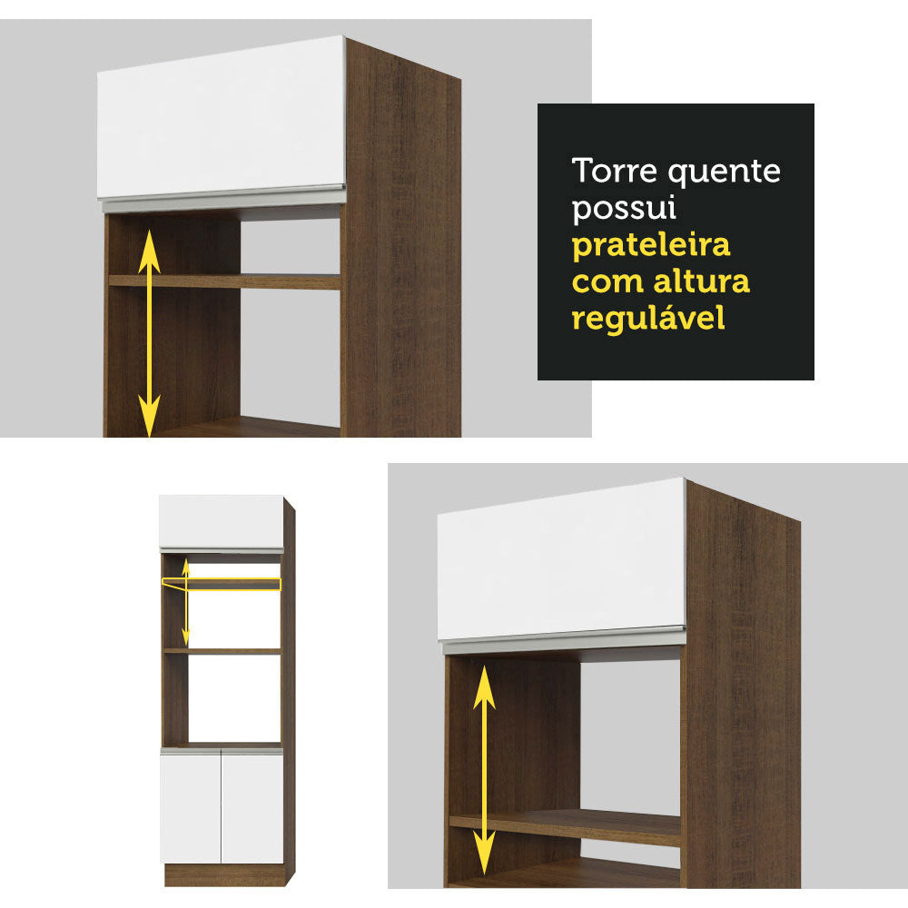 Mueble de Cocina para Horno 70 x 60 cm 3 Puertas Marrón/Blanco Glamy