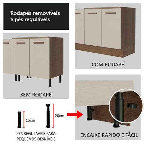 Mueble de Cocina para Fregadero 120 cm 1 Puerta y 2 Cajones (Con Tablero) Marrón/Crema Agata Madesa