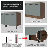 Gabinete Bajo para Fregadero 120 cm 1 Puerta y 2 Cajones (Sin Encimera ni Fregadero) Agata Marrón/Gris