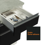 Gabinete Bajo para Fregadero 120 cm 2 Puertas 3 Cajones (Con Encimera) Glamy Blanco/Negro