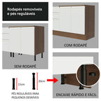 Gabinete Bajo para Fregadero 150 x 52 cm 2 Puertas 2 Cajones Sin Encimera Marrón/Blanco Glamy Madesa 02