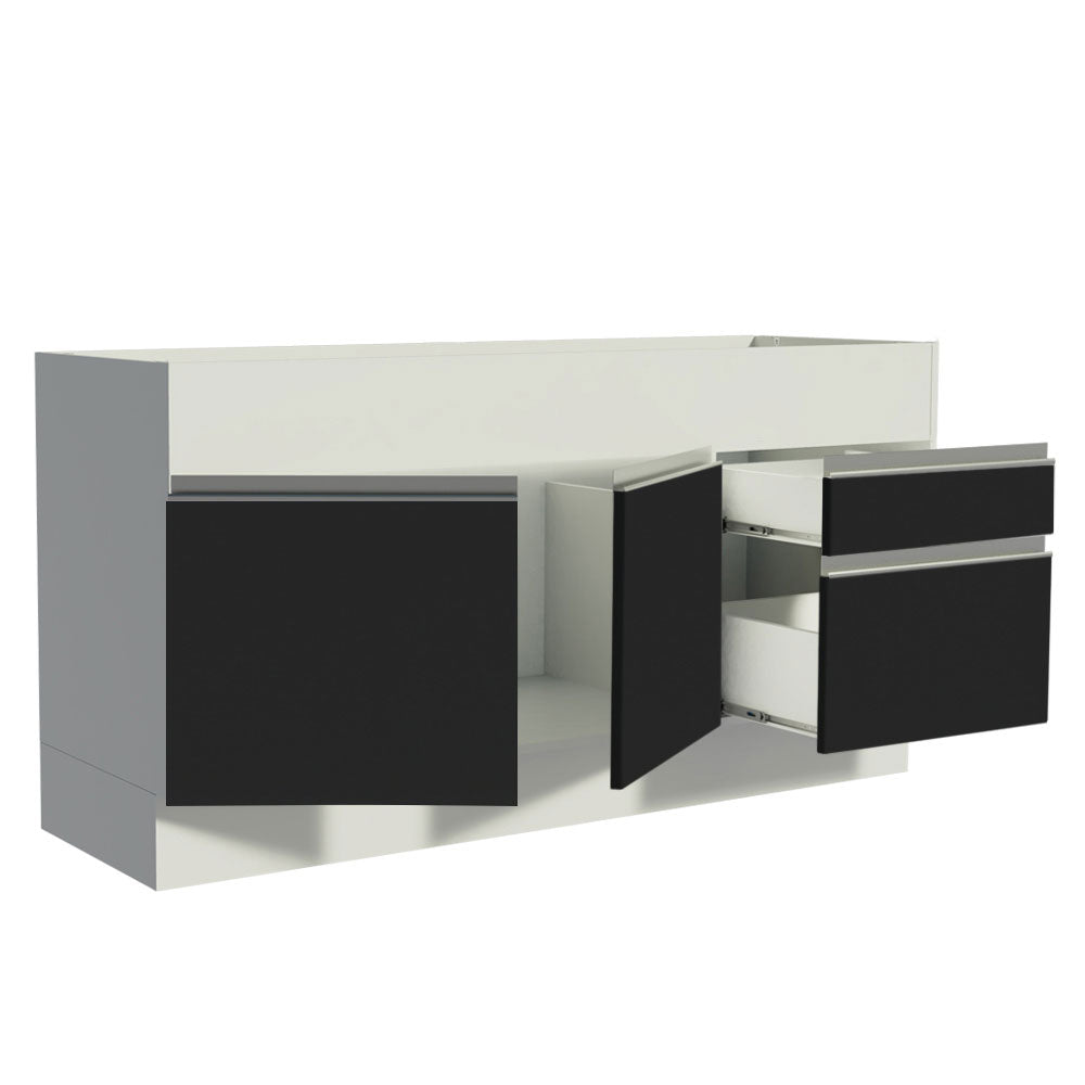 Gabinete Bajo para Fregadero 150cm 2 Puertas y 2 Cajones (Sin Encimera Ni Fregadero) Glamy Blanco/Negro