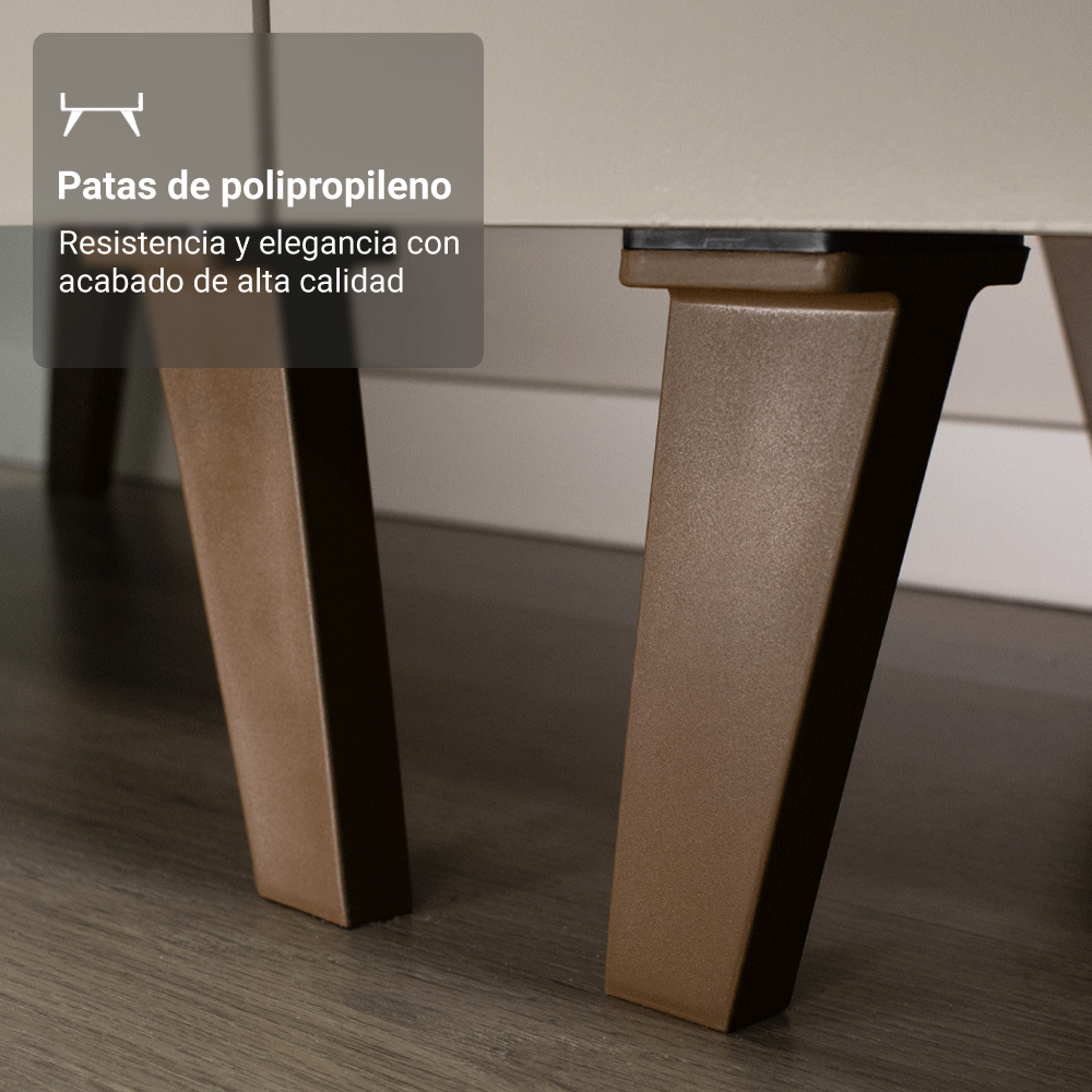 Gabinete Bajo 60 cm 3 Cajones Con Patas Nice Crema