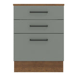 Gabinete Bajo 60 cm 3 Cajones Agata Marrón/Gris
