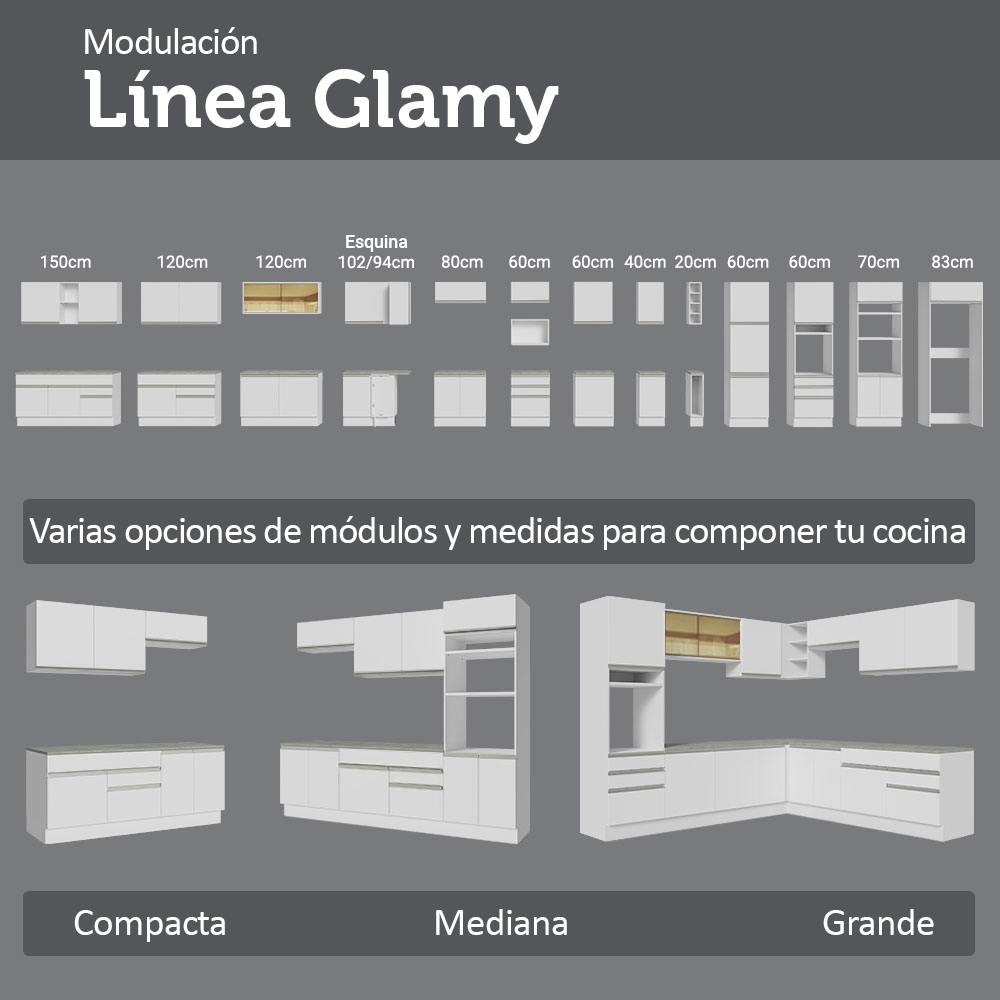 Gabinete Superior 120 cm 2 Puertas Glamy Blanco