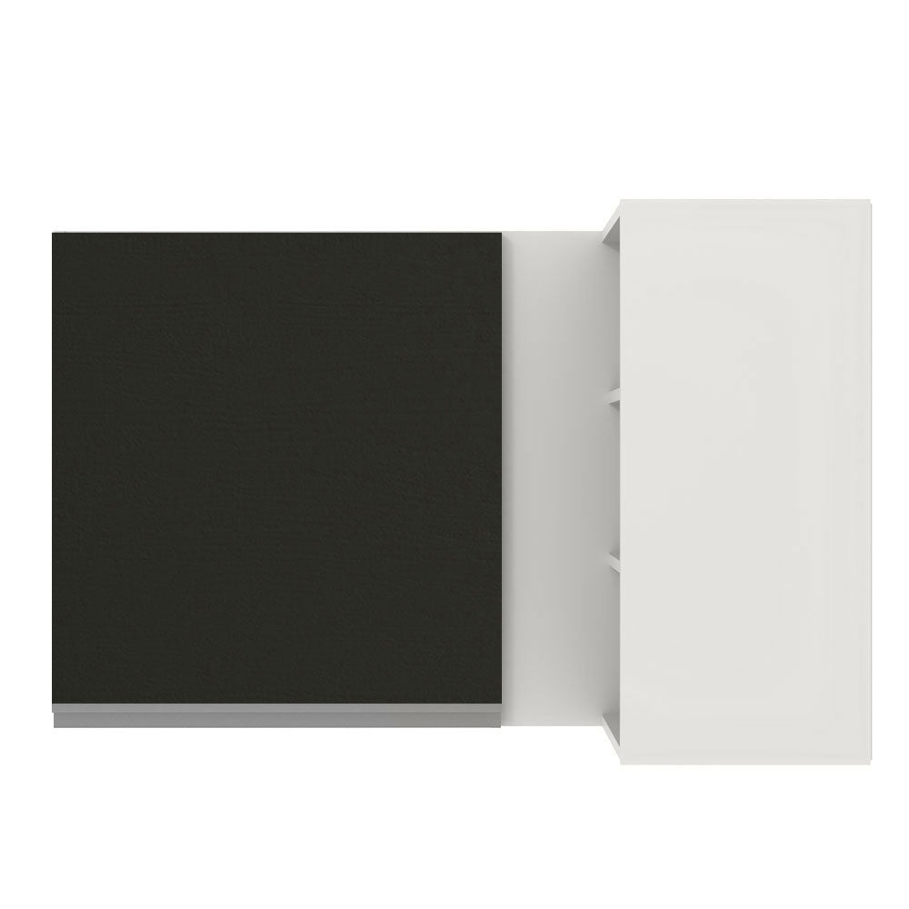 Gabinete Superior Esquinero 166 cm 1 Puerta 3 Nichos Blanco/Negro Glamy Madesa