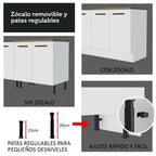 Cocina Integral de Esquina 486cm Blanco Encimera Marrón 60cm de Profundidad Agata 01