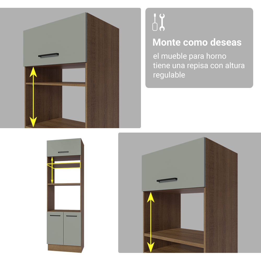 Cocina Integral Esquinera 549cm Marrón/Gris Agata 01