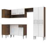Cocina Integral Esquinera 353cm Marrón/Blanco Emilly Sun 01