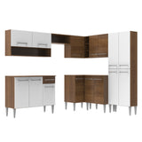 Cocina Integral Esquinera 417cm Marrón/Blanco Emilly Ice 01