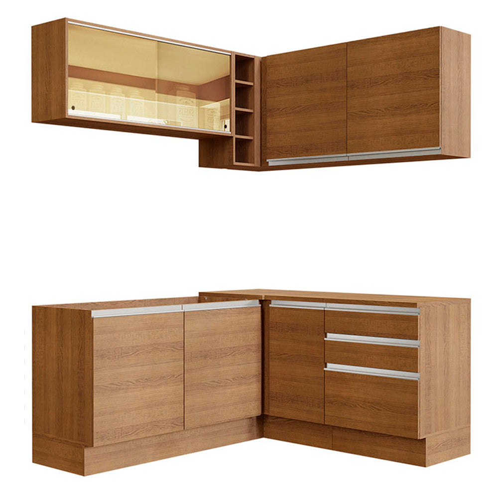 Cocina Integral Esquinera 329cm Marrón Glamy 02