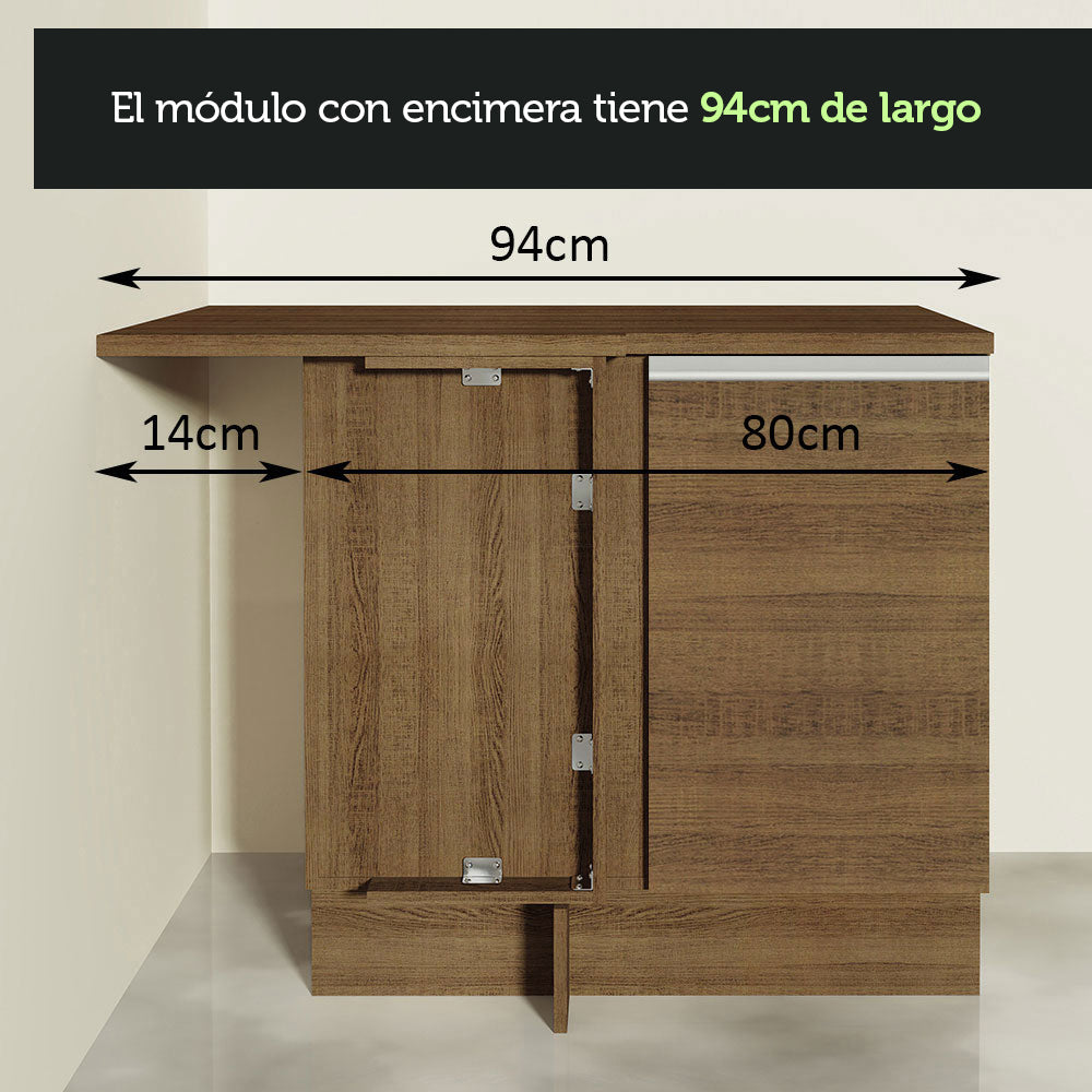 Cocina Integral Esquinera 349cm Marrón Glamy 07