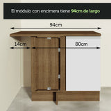 Cocina Integral Esquinera 349cm Marrón/Blanco Glamy 07