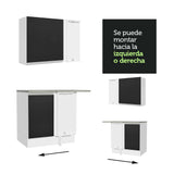 Cocina Integral Esquinera 349cm Blanco/Negro Glamy 07
