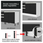 Cocina Integral Esquinera 504cm Blanco/Negro Glamy 01