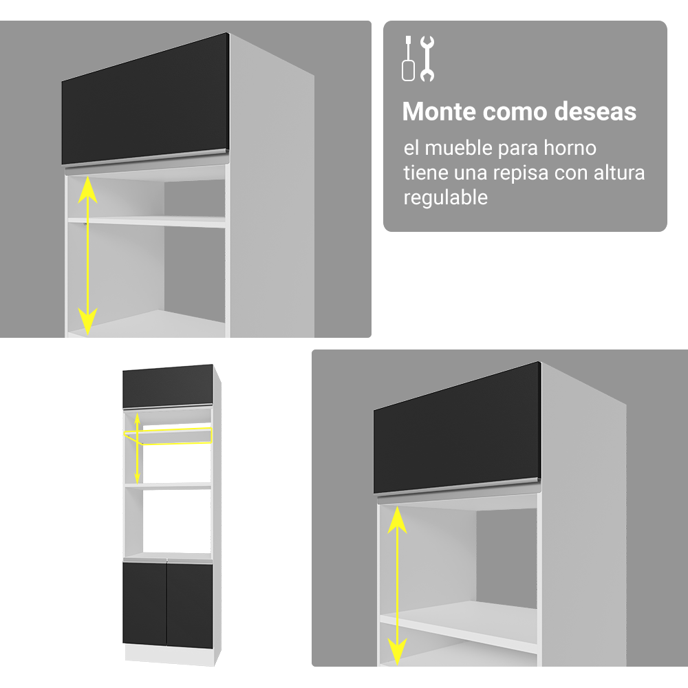 Cocina Integral 549cm Blanco/MNegro Glamy 01