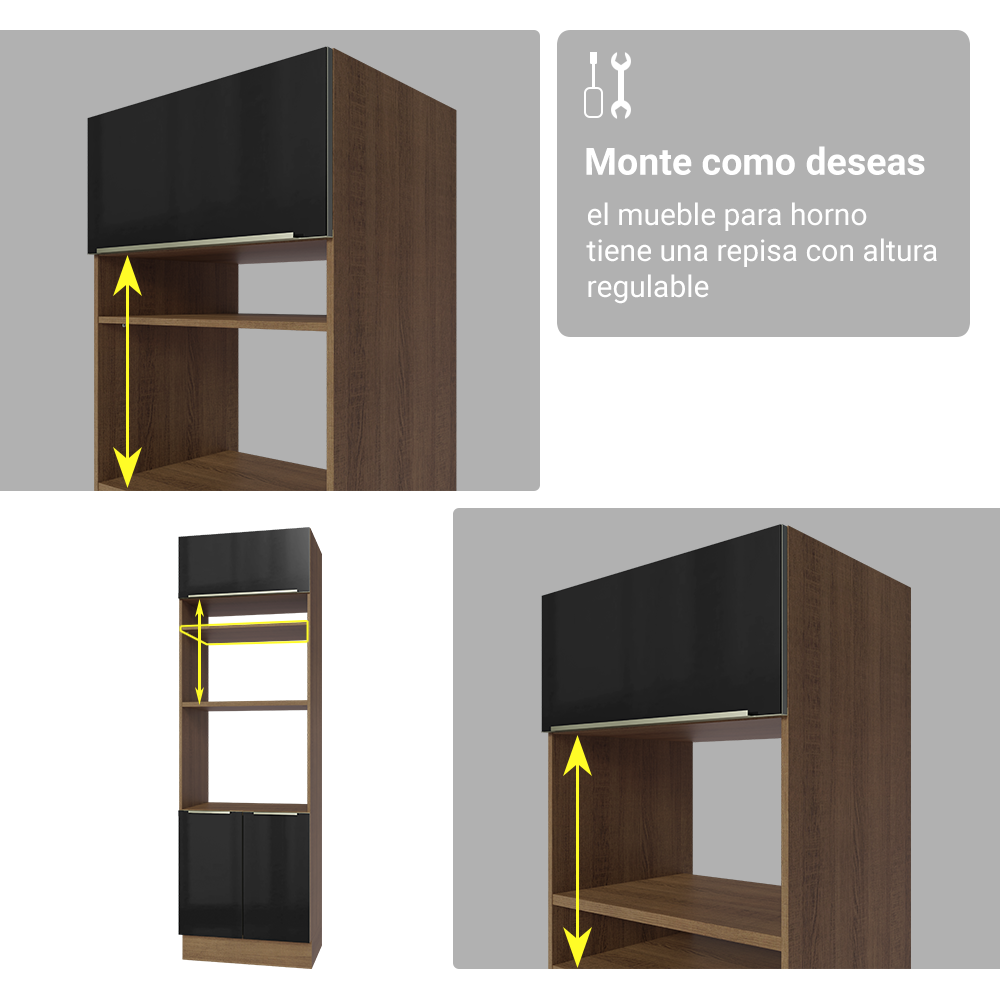 Cocina Integral 566cm Marrón/Negro Lux 01