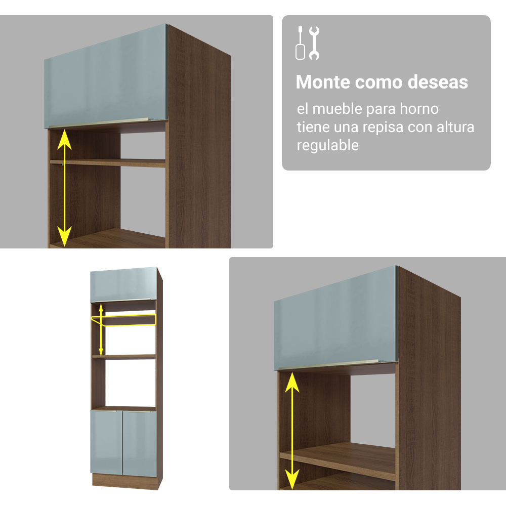 Cocina Integral 566cm Marrón/Gris Lux 01
