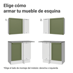 Cocina Integral Esquinera 399 cm Blanco/Verde Vik Madesa 01