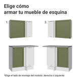 Cocina Integral Esquinera 399 cm Blanco/Verde Vik Madesa 01