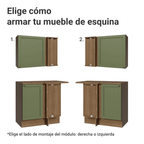 Cocina Integral Esquinera 399 cm Marrón/Verde Vik Madesa 01