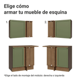 Cocina Integral Esquinera 399 cm Marrón/Verde Vik Madesa 01